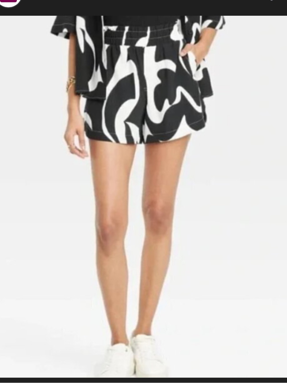 a new day Black & White Abstract High-Waist Women’s Shorts